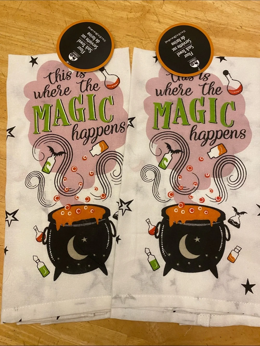 Halloween Magic Cauldron Kitchen Towel set say this is where magic happens NWT